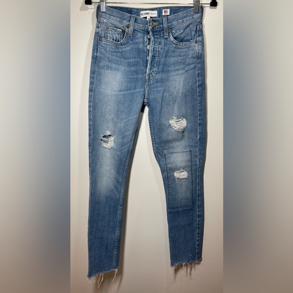 RE/DONE Jeans Women’s Size 24 Originals High Rise Ankle Crop in Ghost Wash - Picture 1 of 13